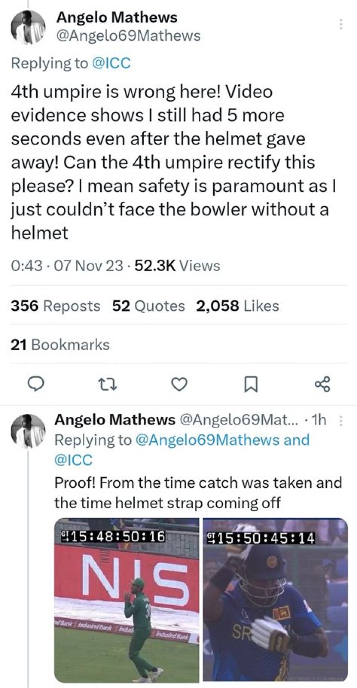 Angelo Mathews provides evidence after timed out dismissal in BAN vs SL World Cup 2023 game, responds to criticism – India TV