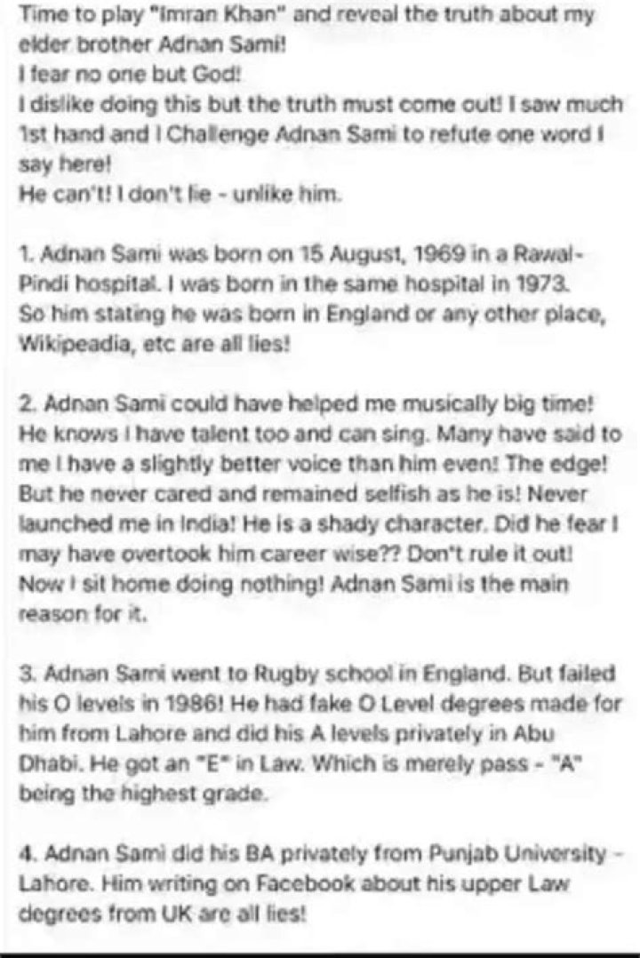 Adnan Sami's brother Junaid calls him selfish and liar; alleges him of having fake degrees – India TV