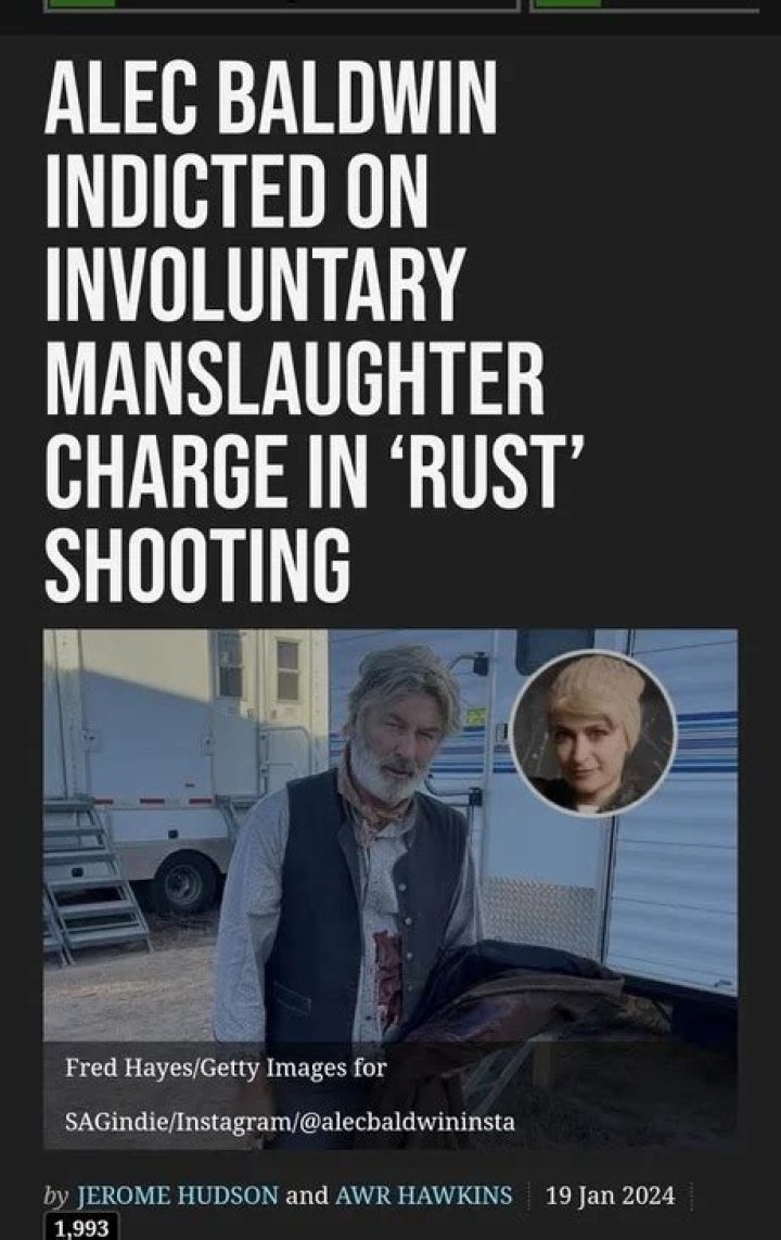 Alec Baldwin indicted on involuntary manslaughter charge in 'Rust' shooting