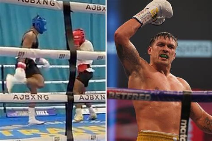 Watch Anthony Joshua sparring trick as he catches rival immediately after touching ankle in build up to Usyk fight
