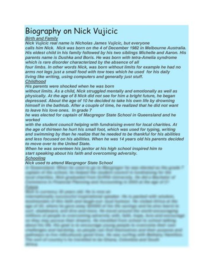 Nick Vujicic Biography: An Inspirational Life Story Of A Motivational Speaker.