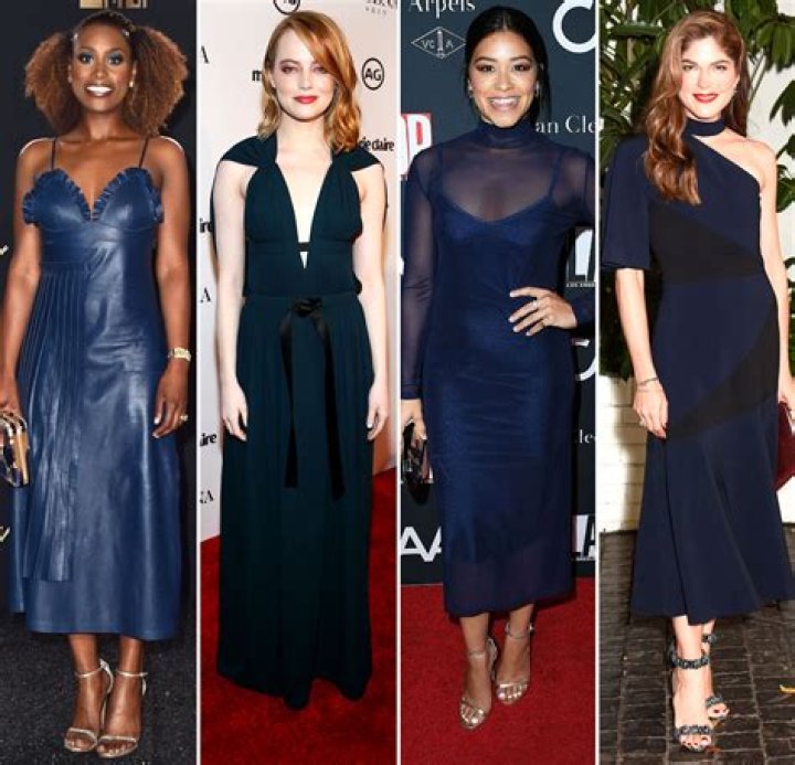 Celebrities in Navy Dresses: Emma Stone, Margot Robbie, More