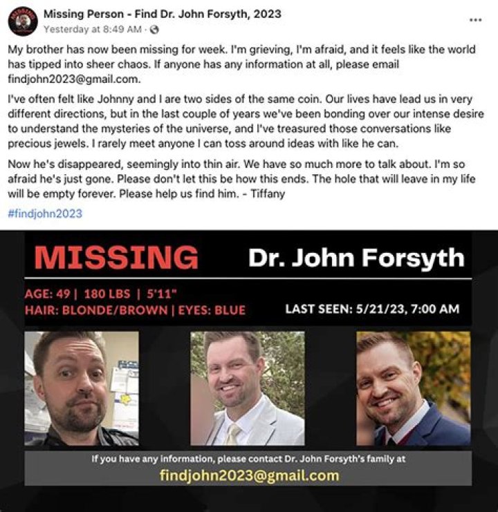 Dr John Forsyth missing updates — Missouri ER doctor's body found with 'apparent gunshot wound' in Arkansas