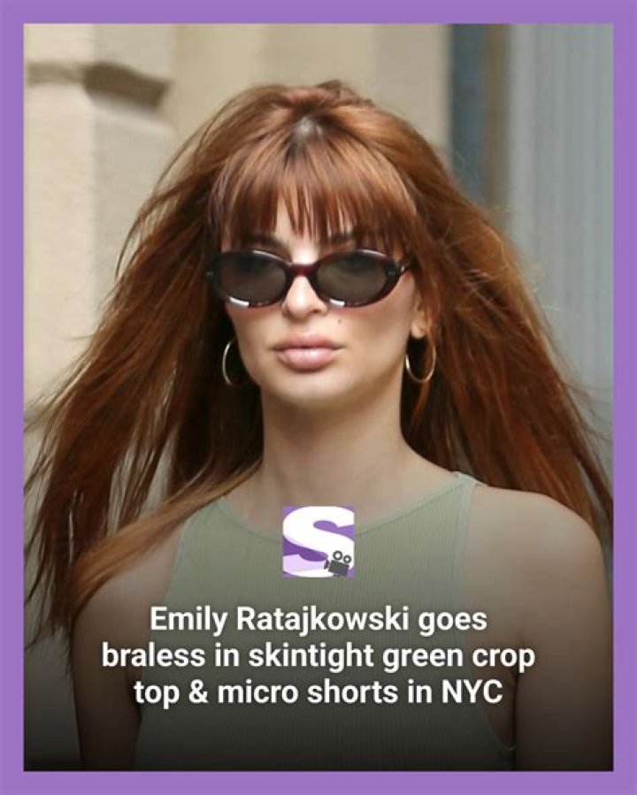 Emily Ratajkowski goes braless in skintight green crop top and micro shorts as model walks her dog in NYC