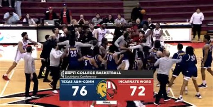 Giant brawl breaks out during handshakes after college basketball game in San Antonio