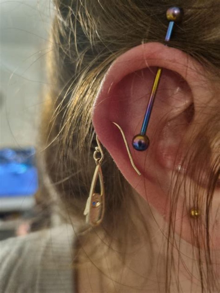 The industrial piercing is back in a big way