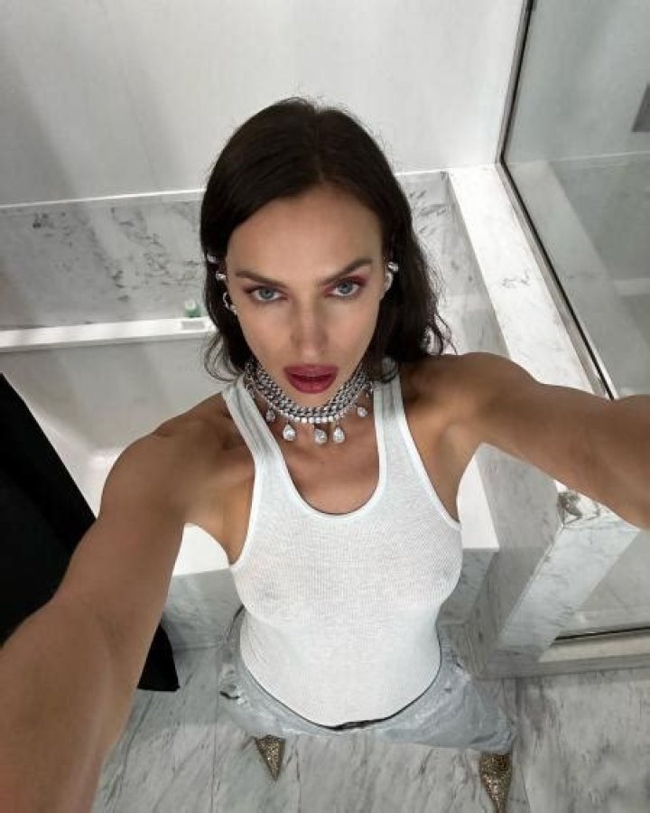 Irina Shayk 'accidentally' flashes her bum in a thong in the mirror behind her as she poses for a selfie