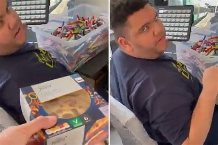 Katie Price's son Harvey swears at Carl Woods as he pinches his carrot cake in home video