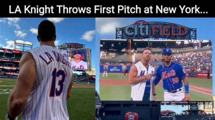 LA Knight Throws First Pitch At New York Mets Game