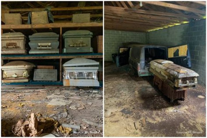 Man Explores 'Eerie' Abandoned Funeral Home With Children's Caskets Inside
