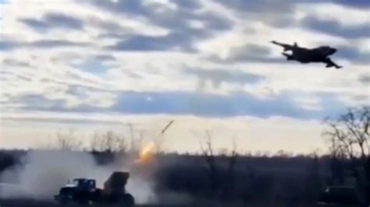 Moment Putin fighter pilot cheats death as his own side opens fire on Su-25 jet with rocket launcher in shock near-miss