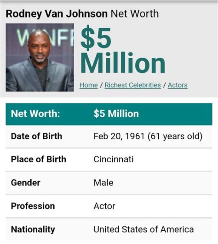 Rodney Van Johnson Net Worth, Income, Salary, Earnings, Biography, How much money make?