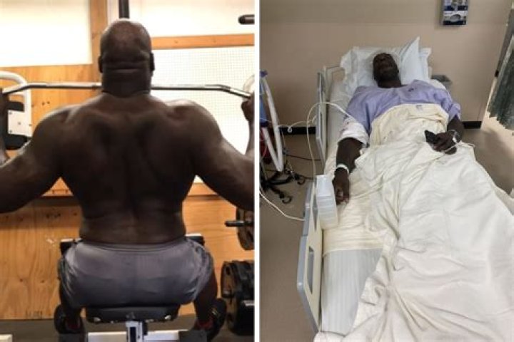 Shaquille O’Neal rips off his shirt revealing his ripped body after grueling post-surgery workouts