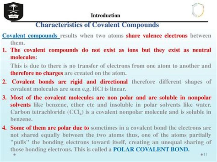 What Are 5 Characteristics Of Covalent Compounds