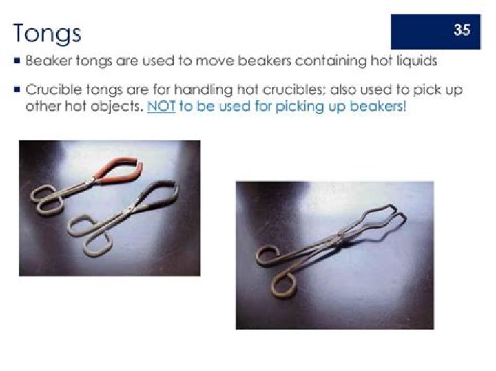 What is the difference between crucible tongs and Beaker tongs?