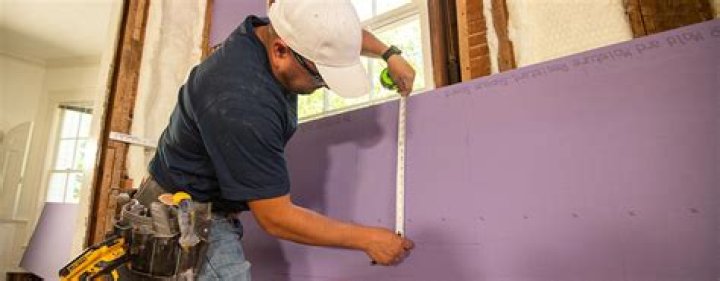Which side of purple drywall faces out?
