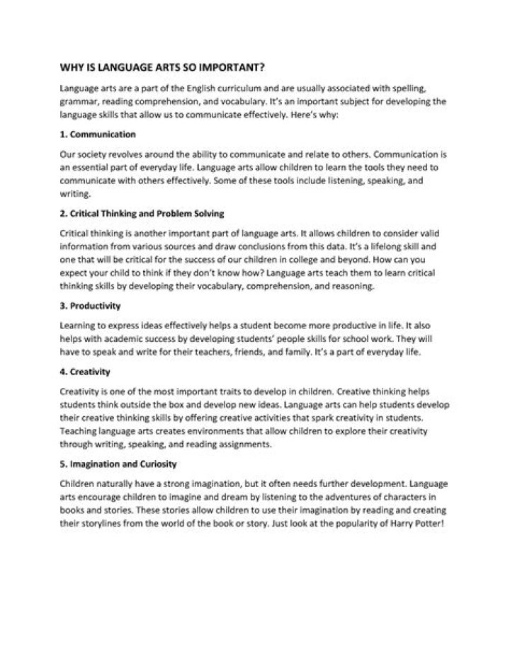 Why Is Language Arts So Important