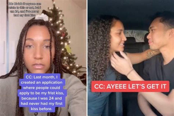 Woman, 24, who’d 'never been kissed' shares first snog on TikTok after picking a candidate from online application
