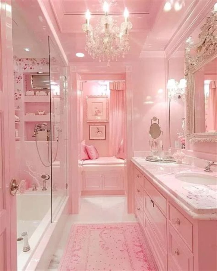 Woman redoes her bathroom by replacing the white grout with PINK - but everyone's saying the same thing